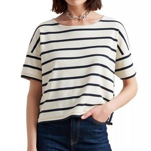 La Ligne Breton Short Sleeve Tee in ecru navy stripe size XS